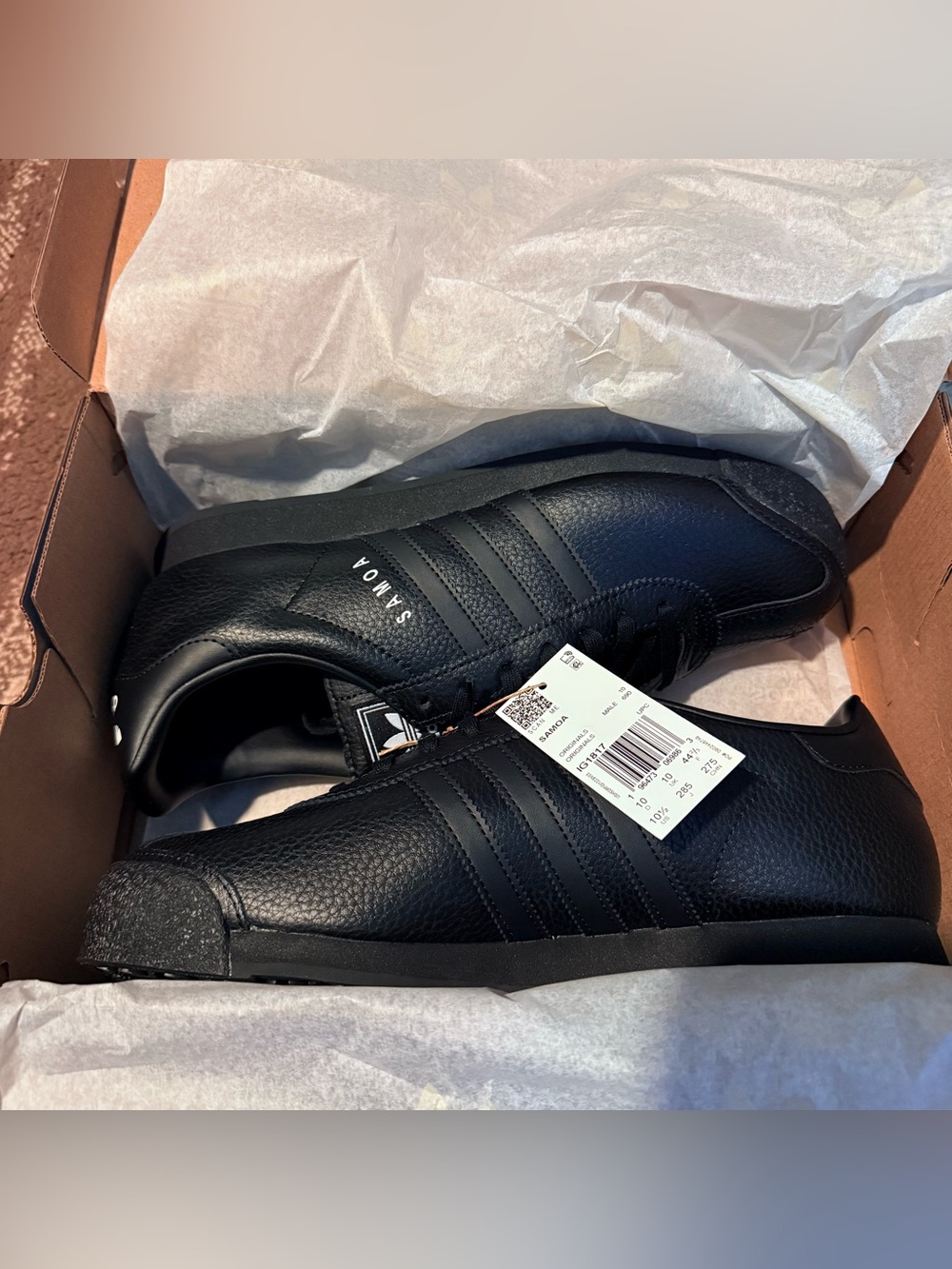 adidas Samoa Men's Black Leather Sneakers - Picture 7 of 9